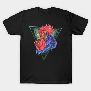 Rooster Colorful Head T-Shirt